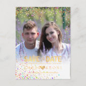 PixDezines Confetti+Faux Gold De datum opslaan Aankondigingskaart (Voorkant)