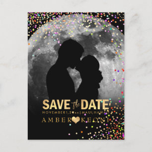 PixDezines Confetti+Faux Gold De datum opslaan Aankondigingskaart