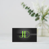 PixDezines Cool Neon Licht Monogram Visitekaartje (Staand voorkant)