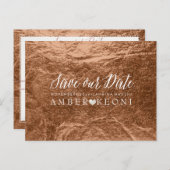 PixDezines Copper/Bronze/Faux Folie/Opslagdatum Aankondigingskaart (Voorkant / Achterkant)