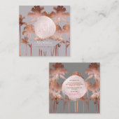PixDezines Copper Palms+Glam Monogram Vierkante Visitekaartje (Voorkant / Achterkant)