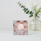 PixDezines Copper Palms+Glam Monogram Vierkante Visitekaartje (Staand voorkant)