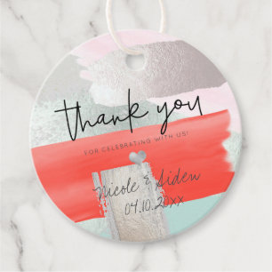 PixDezines Coral Mint Watercolor Bedankt Bedankjes Labels