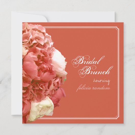 PixDezines Coral Peonies/Hydrangeas/Bridal Brunch Kaart (Voorkant)