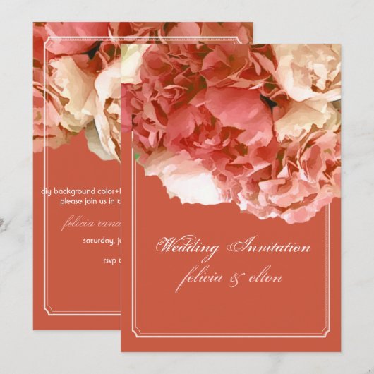 PixDezines Coral Peonies/Oranje Hydrangeas/Bouquet Kaart (Voorkant / Achterkant)