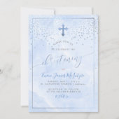 PixDezines Corn Flower Blue Marble Christening Kaart (Voorkant)