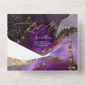 PixDezines Cosmic Bordeaux Bat Mitzvah All In One Uitnodiging (Achterkant)