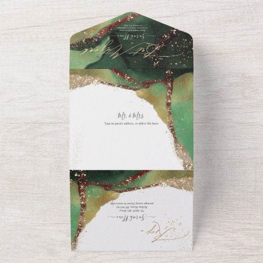 PixDezines Cosmic Emerald Green Bat Mitzvah All In One Uitnodiging (Buitenkant)