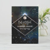 PixDezines Cosmic/Galaxy Bar Mitzvah Kaart (Staand voorkant)