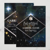 PixDezines Cosmic/Galaxy Bar Mitzvah Kaart (Voorkant / Achterkant)
