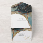 PixDezines Cosmic Slate Blue Bar Mitzvah All In One Uitnodiging (Buitenkant)