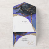 PixDezines Cosmic Violet Blue Bat Mitzvah All In One Uitnodiging (Buitenkant)