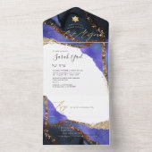 PixDezines Cosmic Violet Blue Bat Mitzvah All In One Uitnodiging (Binnen)