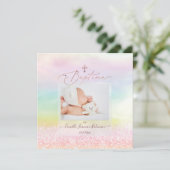 PixDezines Cotton Snoep Glitter, Baptême Fille Kaart (Staand voorkant)