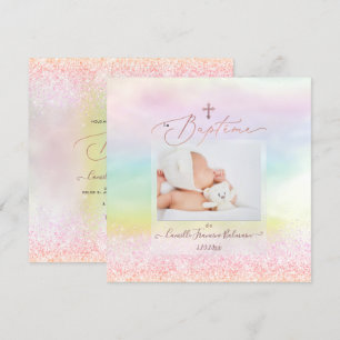 PixDezines Cotton Snoep Glitter, Baptême Fille Kaart