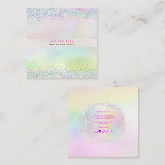 PixDezines Cotton Snoep + Pearly White Square Busi Vierkante Visitekaartje (Voorkant / Achterkant)