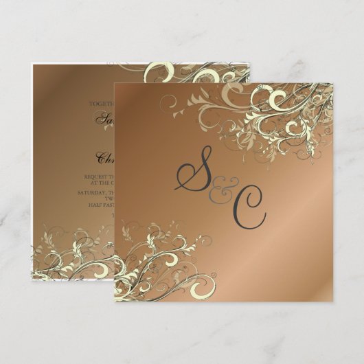 PixDezines CREAM SWIRLS/FAUX COPPER BACKGROUND Kaart (Voorkant / Achterkant)
