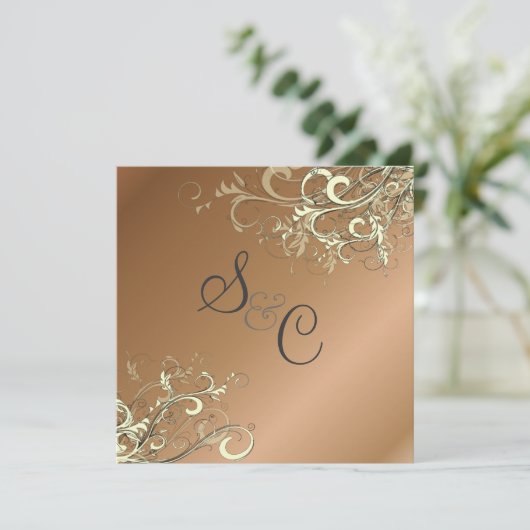 PixDezines CREAM SWIRLS/FAUX COPPER BACKGROUND Kaart (Staand voorkant)