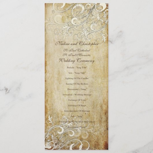 PixDezines Cream Swirls/Faux Parchment Programmakaart (Achterkant)