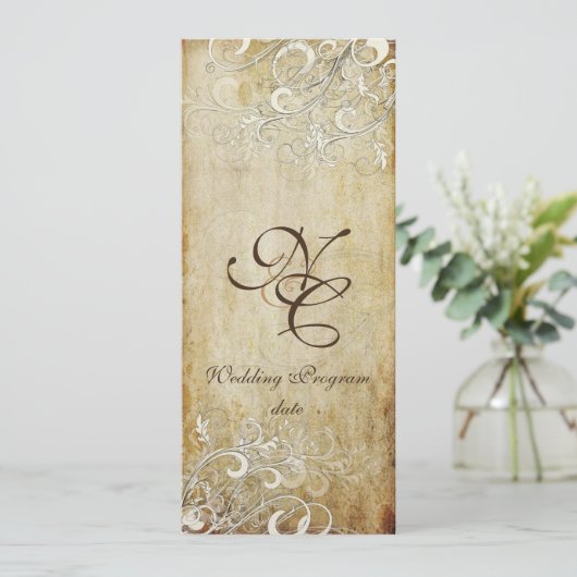 PixDezines Cream Swirls/Faux Parchment Programmakaart (Staand voorkant)