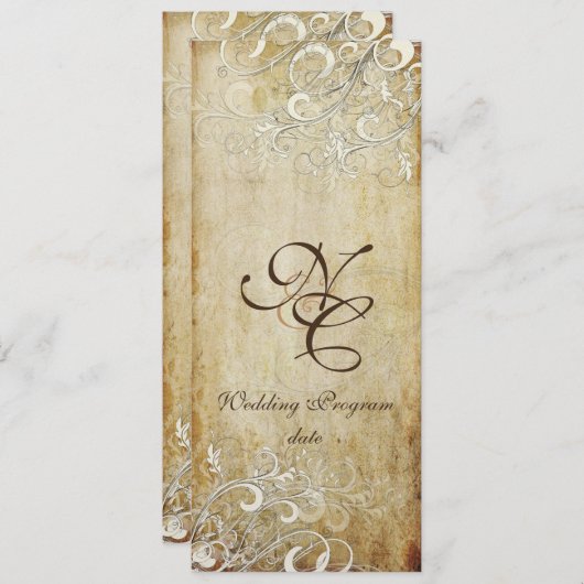 PixDezines  Cream Swirls/Faux Parchment Programmakaart (Voorkant / Achterkant)