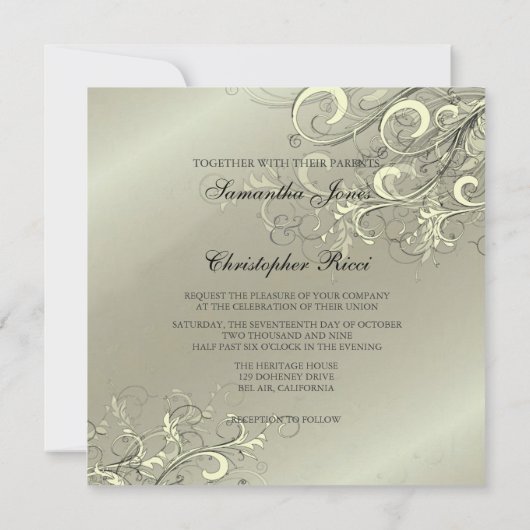 PixDeZines Cream Swirls/Faux Silver Kaart (Achterkant)