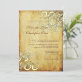 PixDezines  CREAM SWIRLS WEDDING INVITATION Kaart (Staand voorkant)