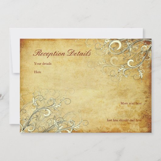 PixDezines  CREAM SWIRLS WEDDING INVITATION Kaart (Achterkant)