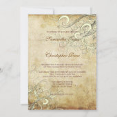 PixDezines  CREAM SWIRLS WEDDING INVITES Kaart (Achterkant)