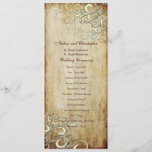 PixDezines  crème zwaait trouwprogramma's Programmakaart (Achterkant)