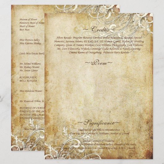 PixDezines  crèmezwenken Programmakaart (Voorkant / Achterkant)