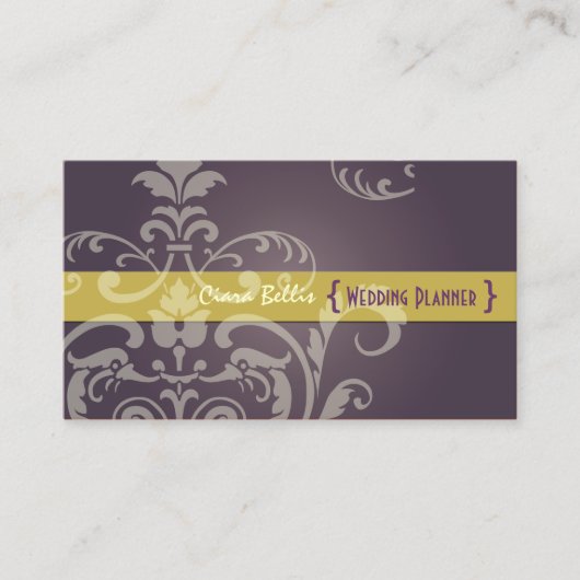 PixDezines Crest Damask Visitekaartje (Voorkant)