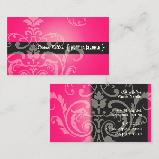 PixDezines Crest Damask Visitekaartje (Voorkant / Achterkant)