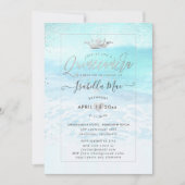 PixDezines Crystal Blue BeachShoreline Quinceanera Kaart (Voorkant)