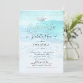 PixDezines Crystal Blue BeachShoreline Quinceanera Kaart (Staand voorkant)