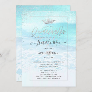 PixDezines Crystal Blue BeachShoreline Quinceanera Kaart