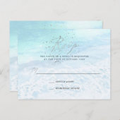 PixDezines Crystal Blue Coastal Calligraphy RSVP Uitnodiging Briefkaart (Voorkant / Achterkant)