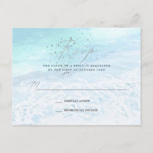 PixDezines Crystal Blue Kustkalligrafie RSVP Uitnodiging Briefkaart