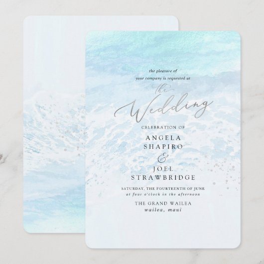 PixDezines Crystal Blue Shoreline, Beach Weddensch Kaart (Voorkant / Achterkant)