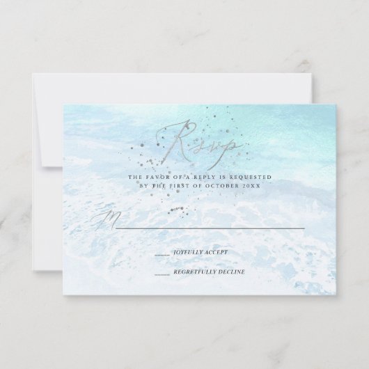 PixDezines Crystal Blue Shoreline, Sand n Zee RSVP Kaart (Voorkant)