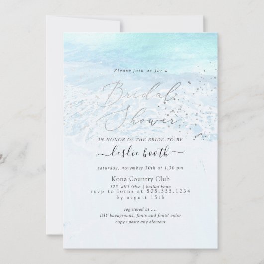 PixDezines Crystal Blue Shoreline Vrijgezellenfees Kaart (Voorkant)