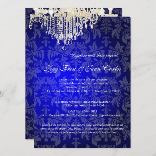 PixDezines crystal chandelier/barokdemask Kaart (Voorkant / Achterkant)