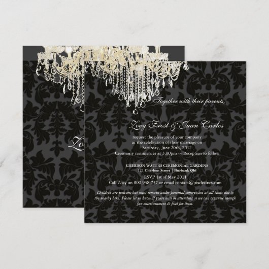 PixDezines Crystal Chandelier + Baroque Damask Kaart (Voorkant / Achterkant)