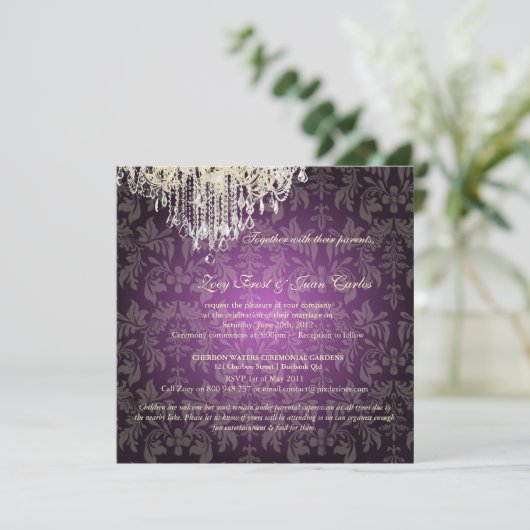 PixDezines Crystal Chandelier + Baroque Damask Kaart (Staand voorkant)