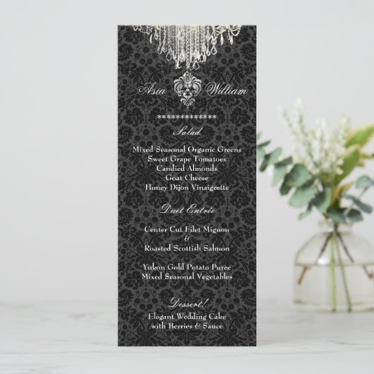 PixDezines crystal chandelier/damask/menu Menu (Staand voorkant)