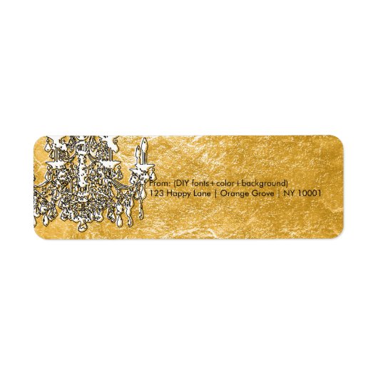 PixDezines crystal chandelier/faux gold foil Etiket (Voorkant)