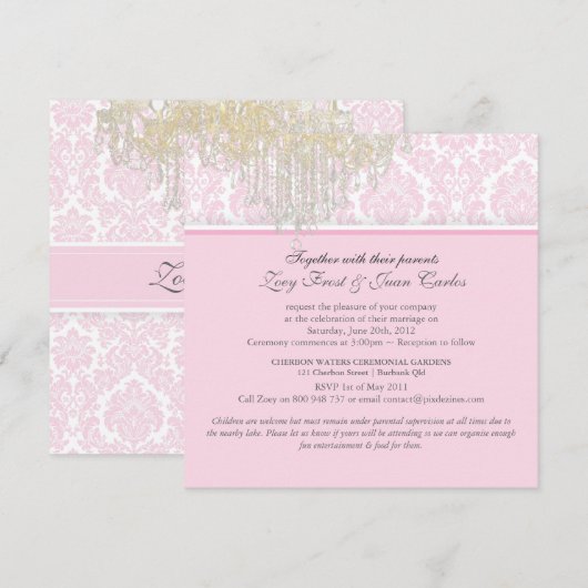 PixDezines Crystal Chandelier + Moiré Damask Kaart (Voorkant / Achterkant)