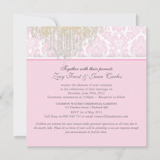 PixDezines Crystal Chandelier + Moiré Damask Kaart (Voorkant)