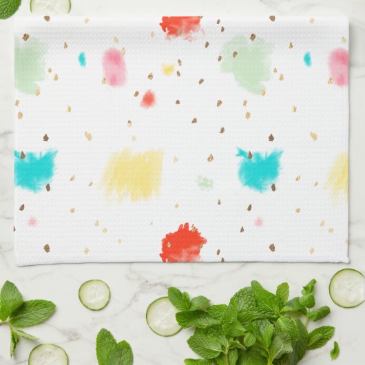 PixDezines Cupcake Sprinkles/Faux Gold Theedoek (Gevouwen)