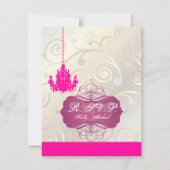 PixDezines Cupcake Swirls + Roze Chandelier RSVP's RSVP Kaartje (Voorkant)